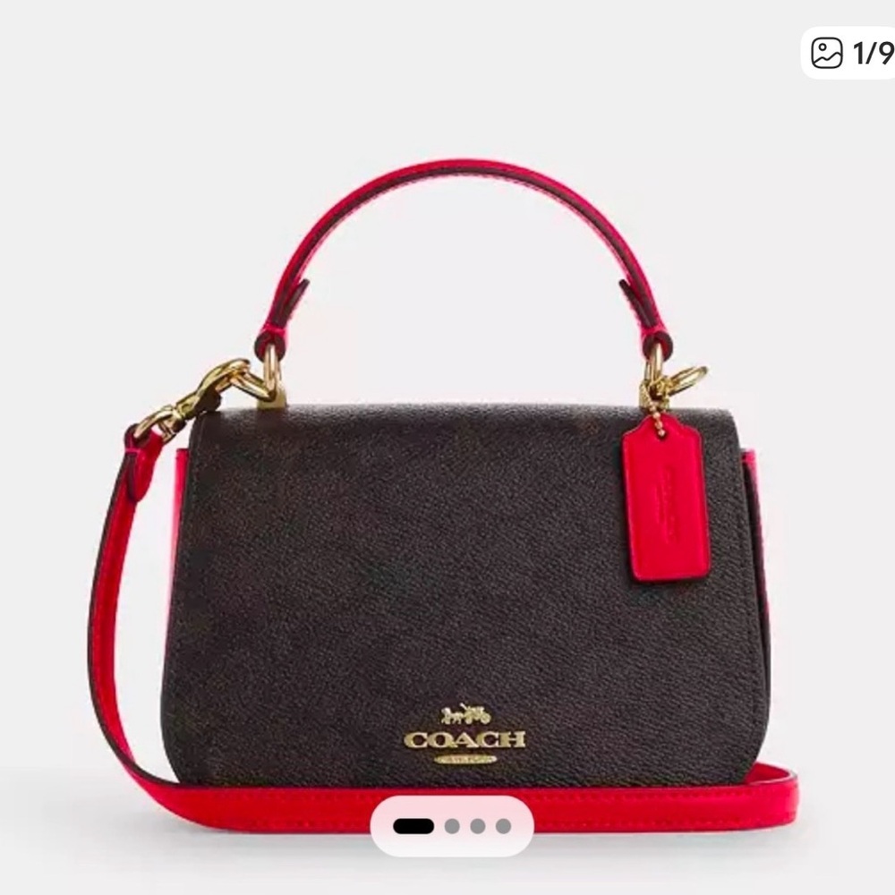 Coach Small Signature Bold Red Lyra Crossbody-CX809 - Picture 7 of 13